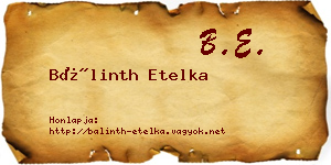 Bálinth Etelka névjegykártya